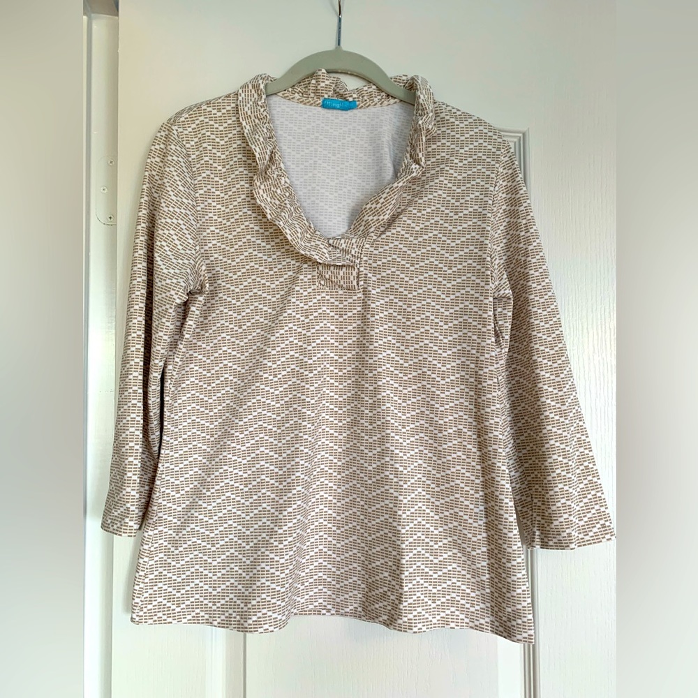 J. McLaughlin Women’s Size Medium Durham Ruffle Top in Catalina Cloth